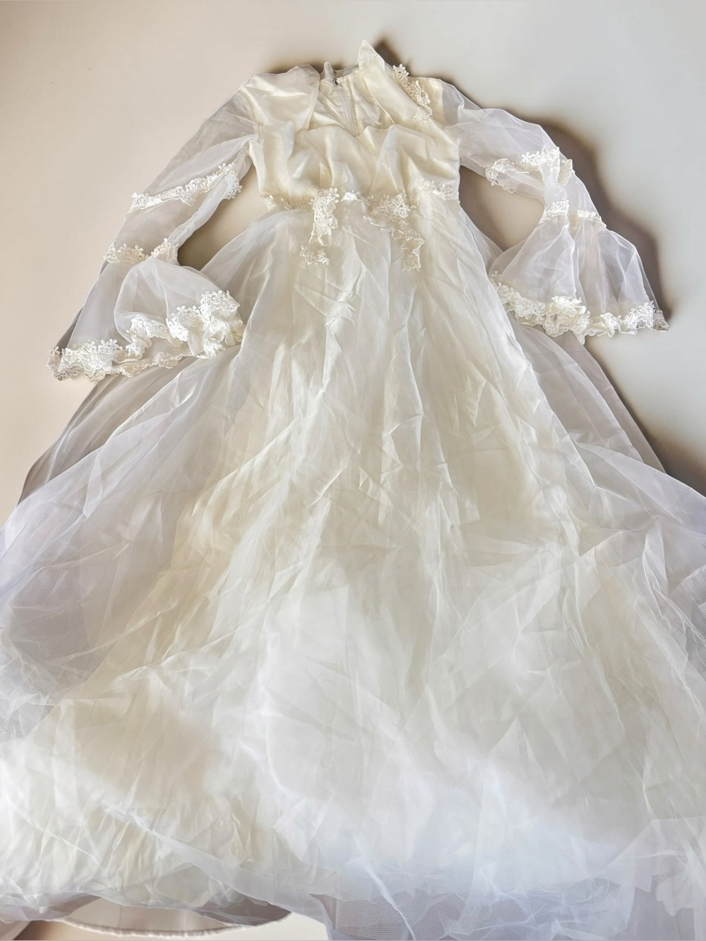 Vintage Lace Wedding Dress Adult Bridal Gown Boho Victorian White